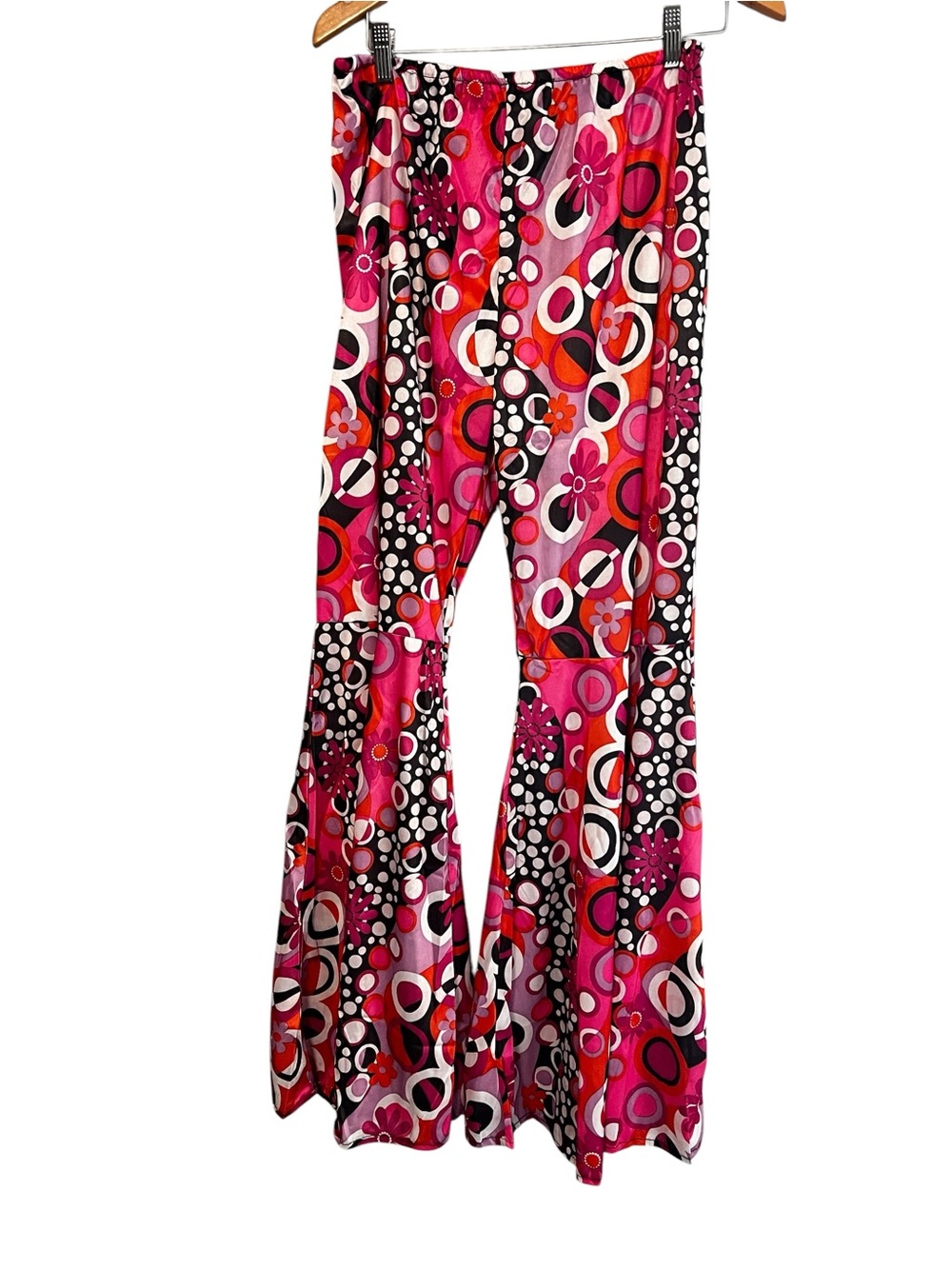 Retro Pink & Red Printed Flared Pants